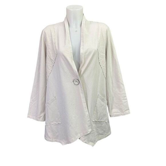 Habitat Womens‎ Beige Drop Sleeve Kimono Style Jacket Cardigan Pockets sz Large - Picture 1 of 9